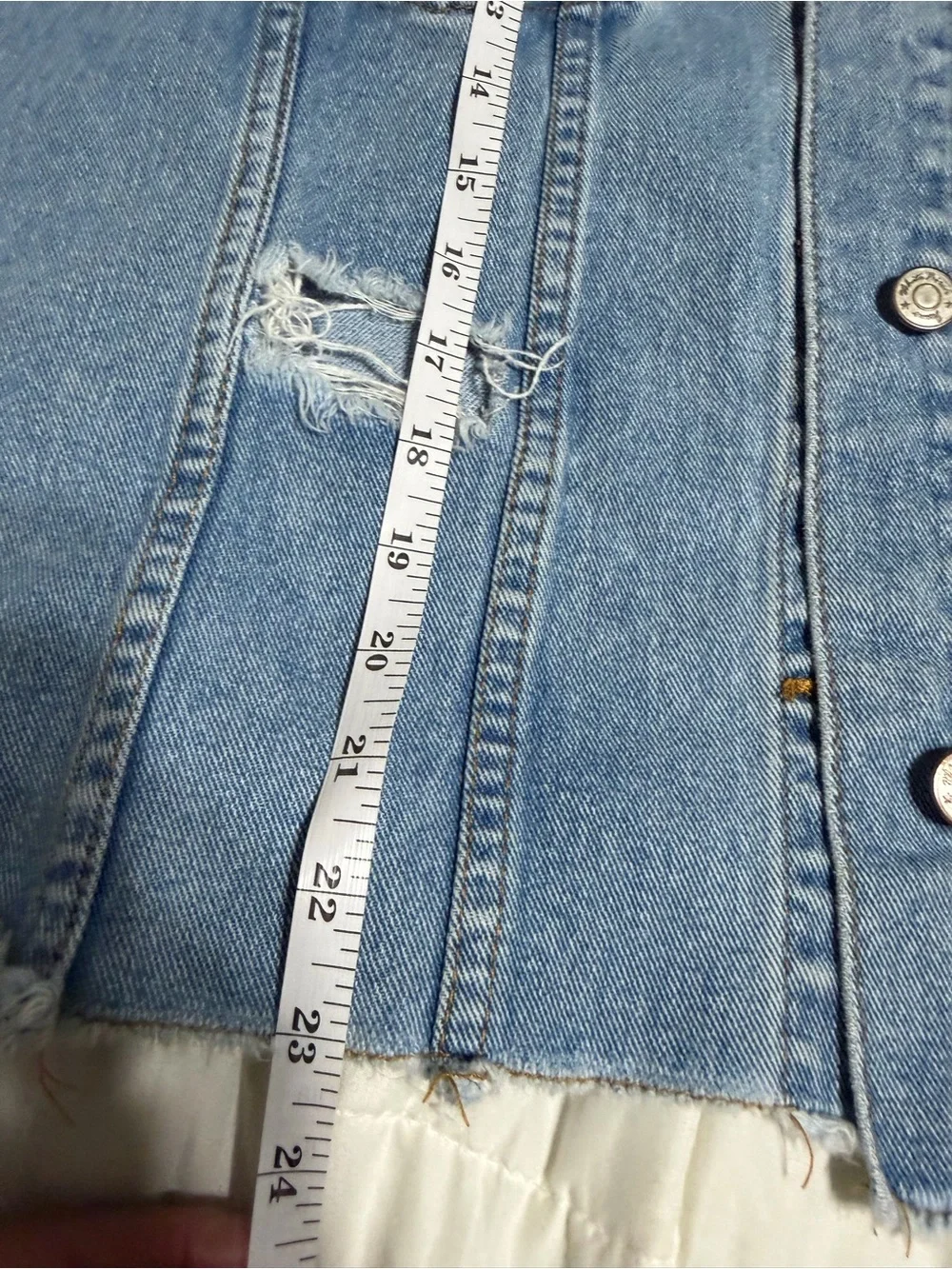 white birch Light Blue Distressed Denim Jean Jacket